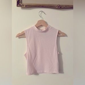 H&M Divided Women’s Baby Pink Heart Cropped Tank Top Size Small